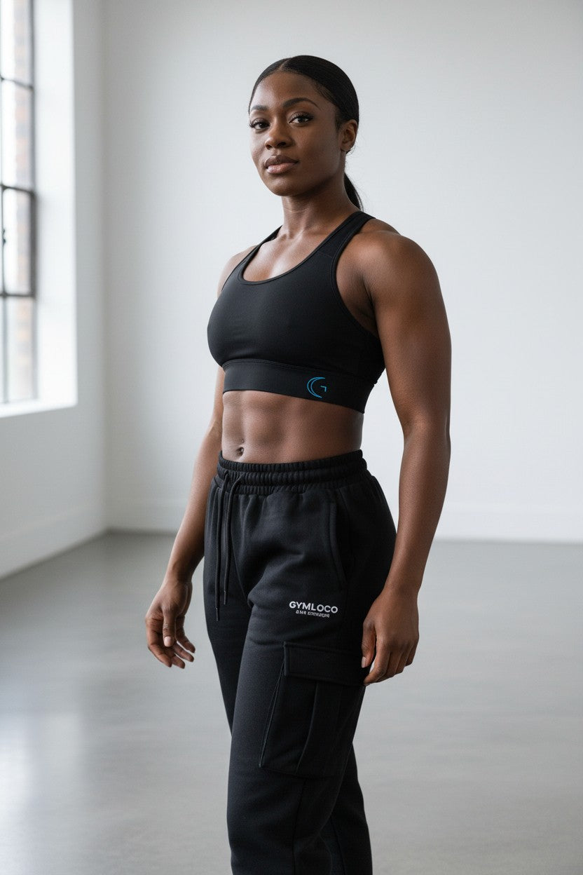 Black Cross Back Mesh Sports Bra top